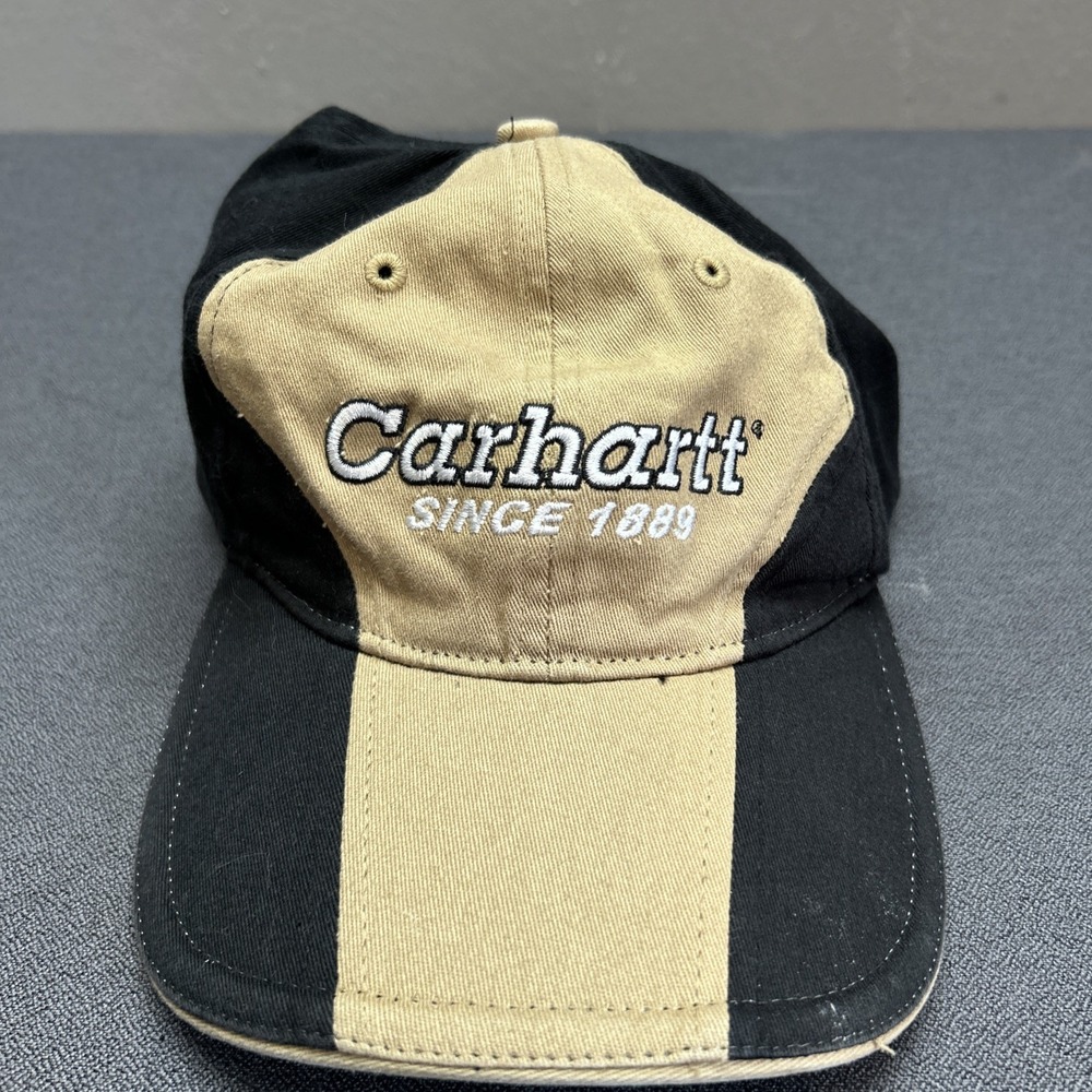 Carhartt Cap Two-Toned Black & Tan Logo Cotton Spandex OSFM Baseball Hat